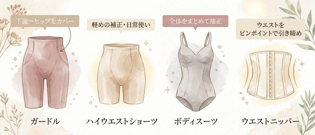お腹を引き締めるインナーには4つの種類があります