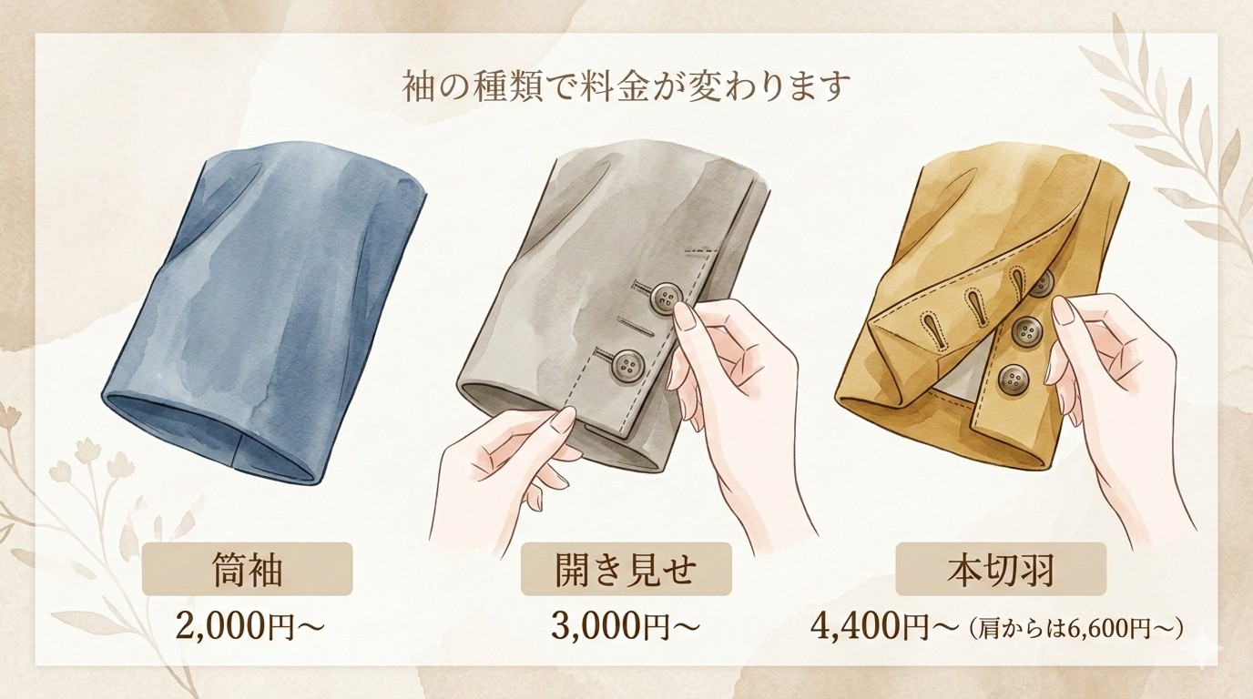 サイズ直し、袖丈詰めの料金目安
