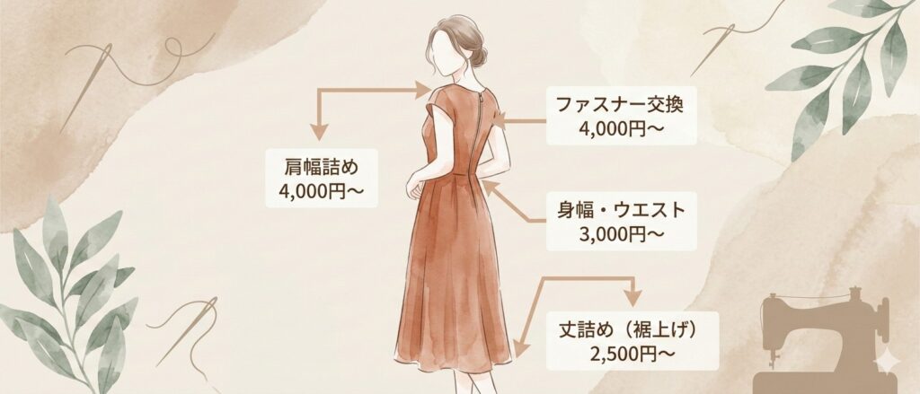 ワンピースのサイズ直し料金はいくらかかる？【部位別の相場一覧】