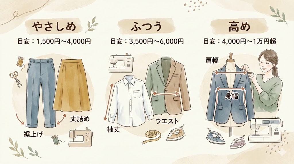 洋服のお直しの料金目安