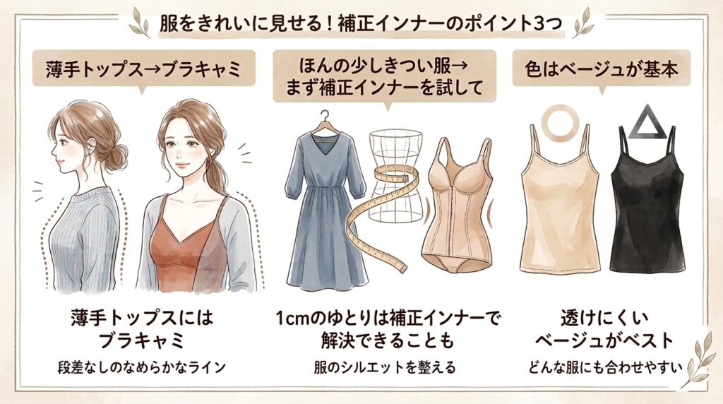 補正インナーで洋服のシルエットをきれいに見せるコツ3つ