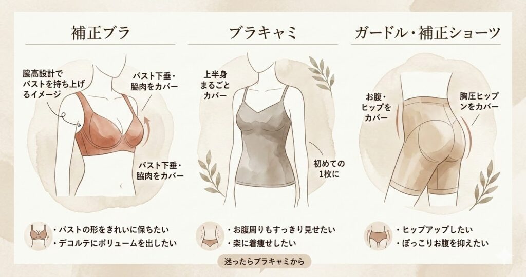 補正インナーの種類と40代に合ったタイプの選び方を紹介