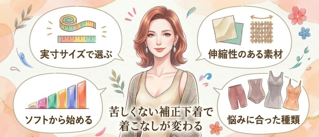 40代が苦しくない補正下着を選ぶためのポイントまとめ