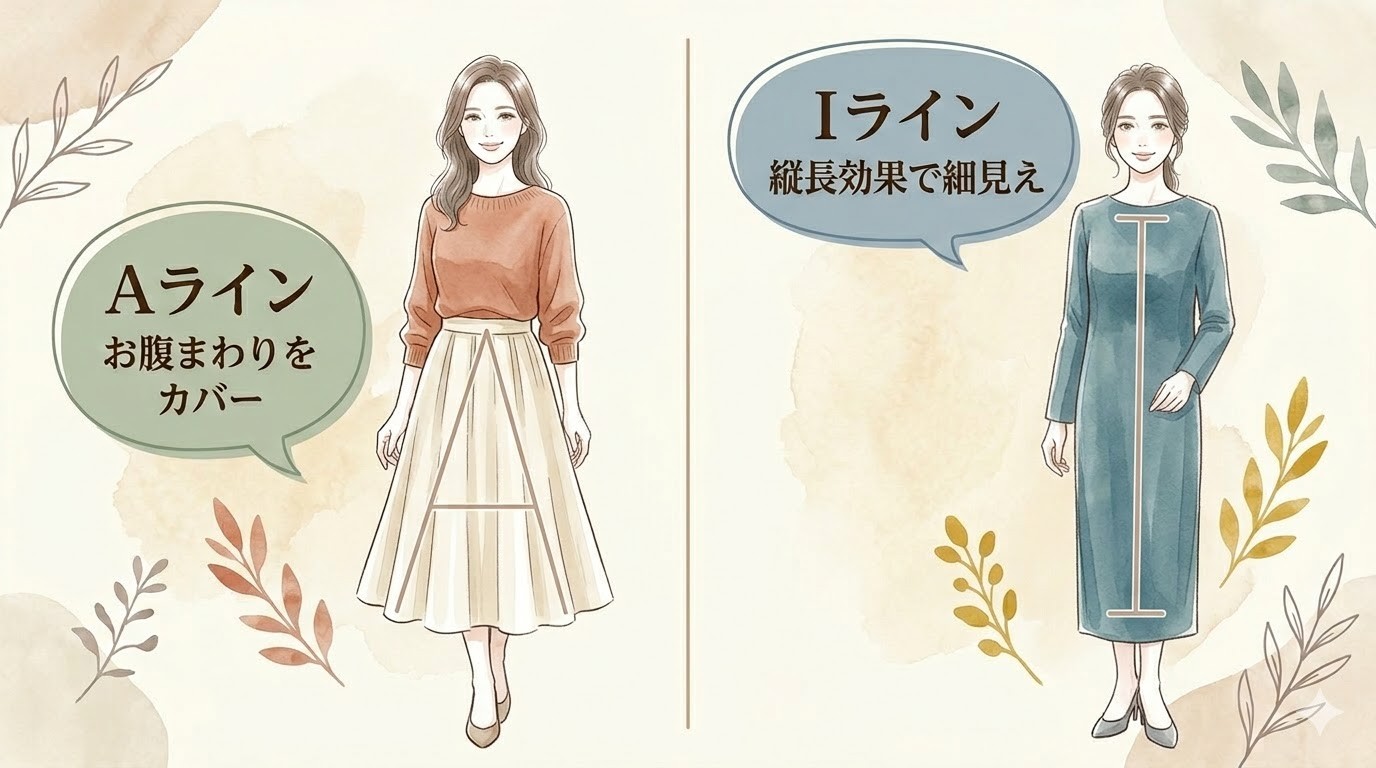 40代のお腹ぽっこりを隠す服はシルエットで選ぶのが基本