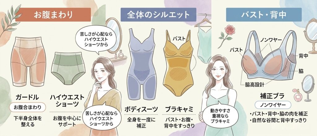 40代の悩み別｜苦しくない補正下着の種類と選び方