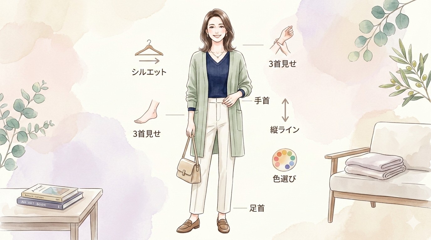 40代の春の着痩せコーデ