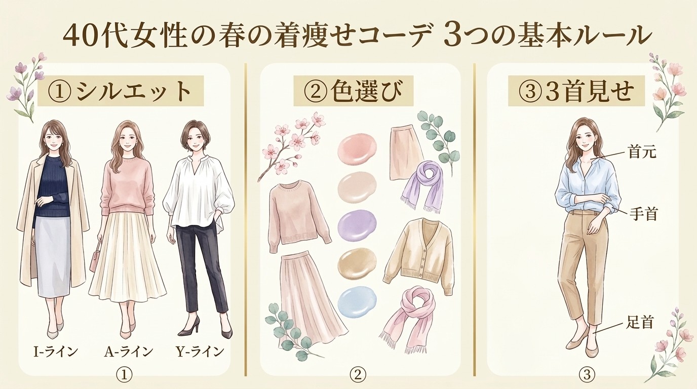 40代春の着痩せコーデのルール