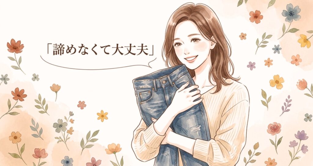 お気に入りのデニム、ウエスト出し