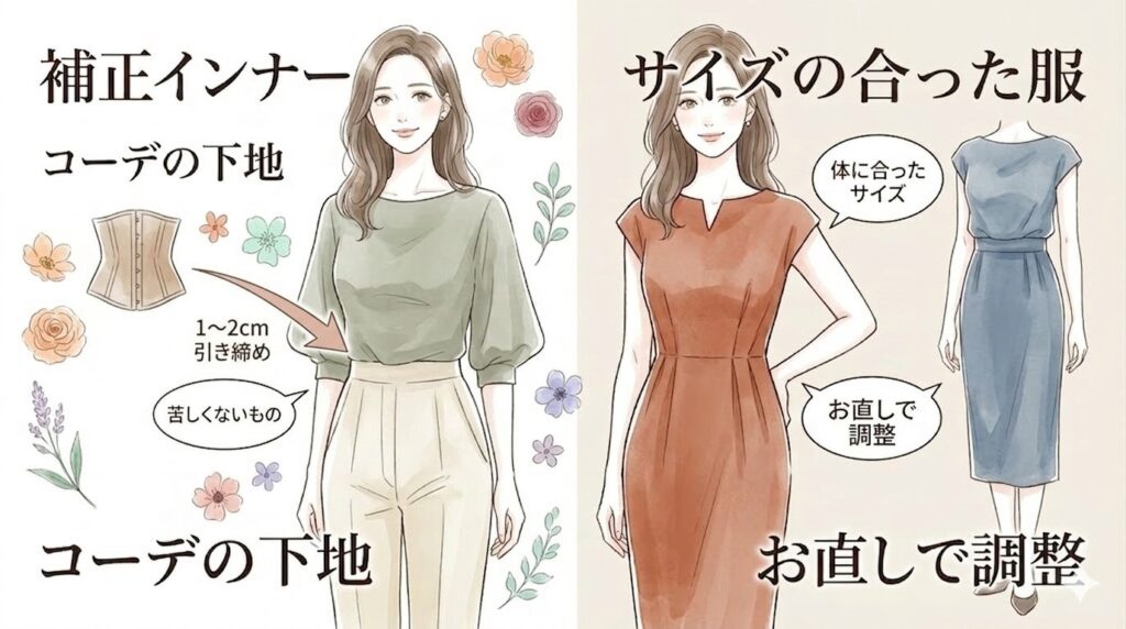 ウエスト隠しコーデの効果をさらに上げる方法は？