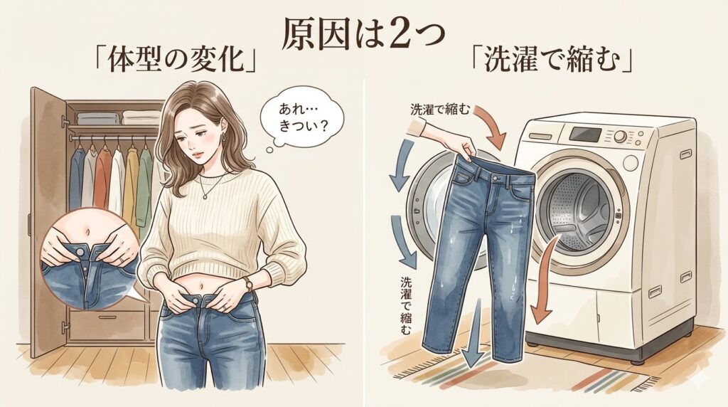 デニムのウエストがきつくなるのはなぜ？原因を知っておこう