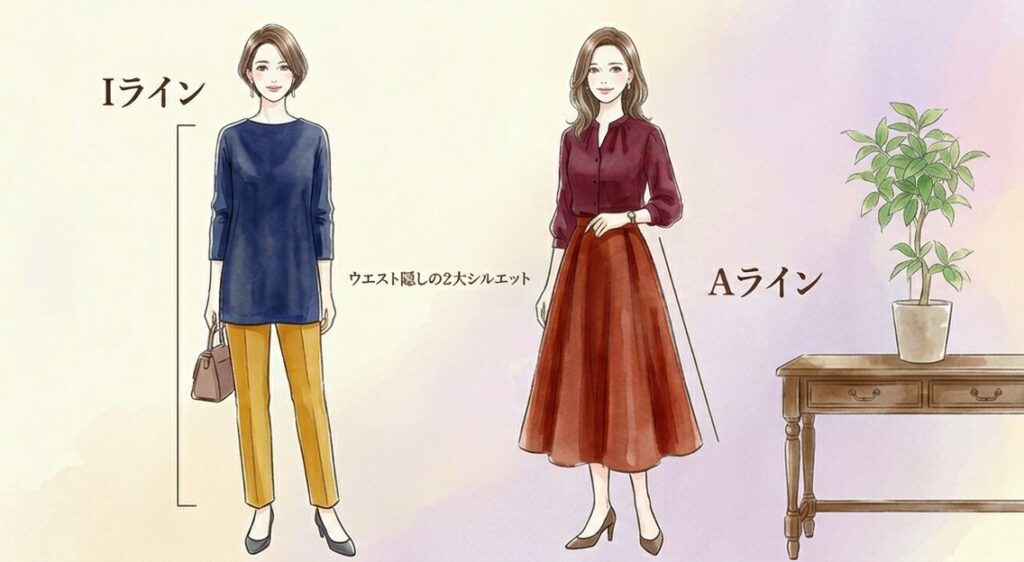 50代のウエストを隠すコーデ術