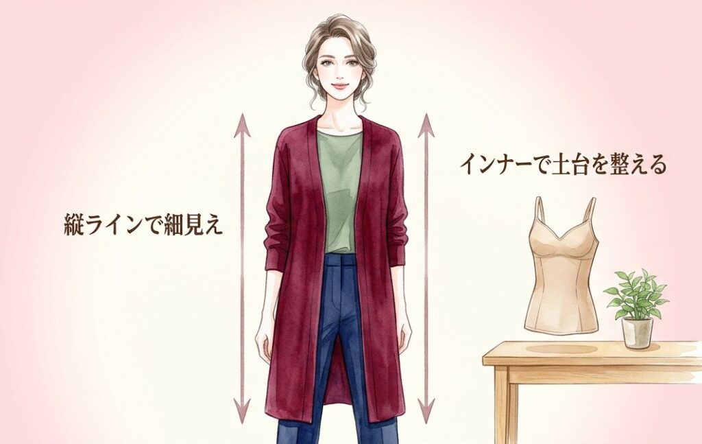 50代のウエストを隠すコーデ術