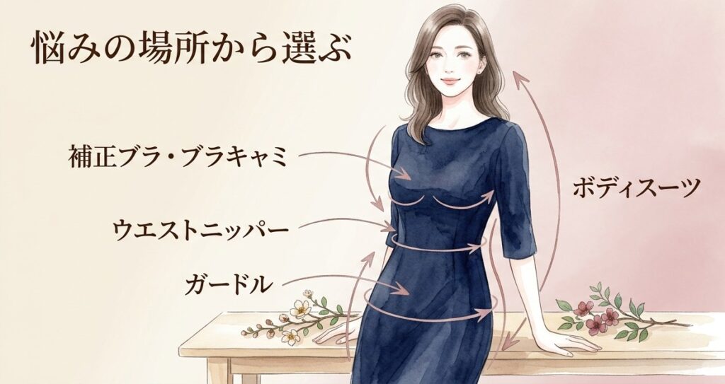 補正下着の種類は5つ、悩み別に