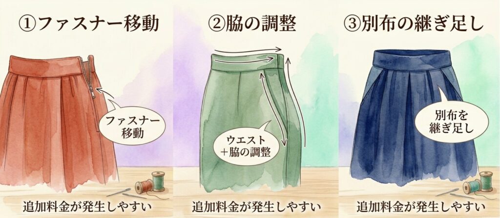 スカートのウエスト詰めの料金相場