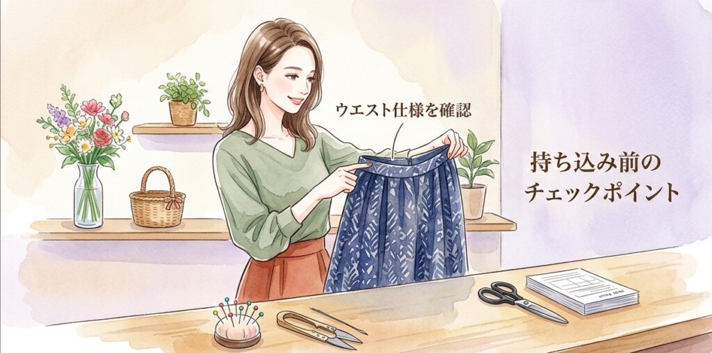 スカートのウエスト詰めの料金相場