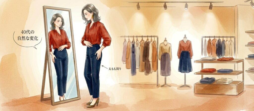40代の太ももを隠すパンツ
