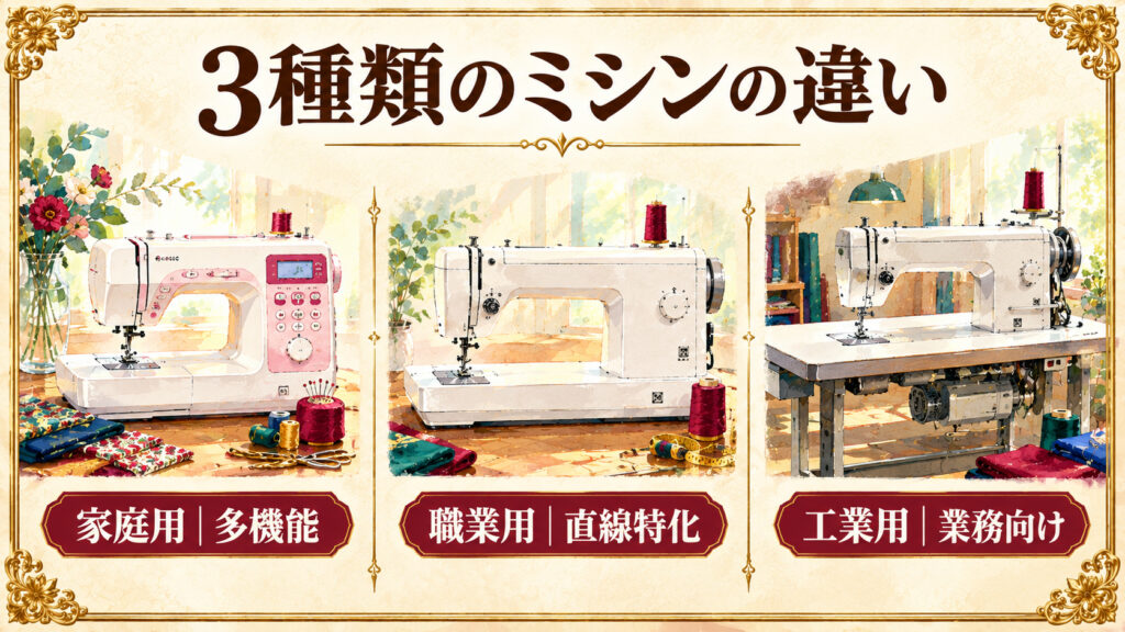 家庭用・職業用・工業用ミシンの違い