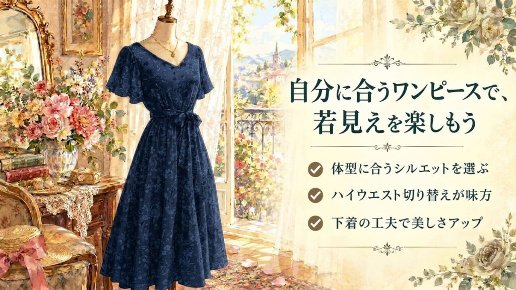 自分に合うワンピースで若見えコーデ