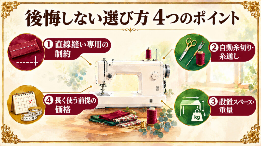 職業用ミシン選び方の4つのポイント