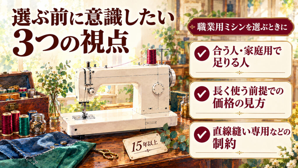 職業用ミシンを選ぶ前に意識したい3つの視点