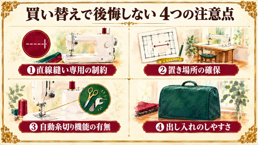 職業用ミシン買い替えで後悔しない注意点